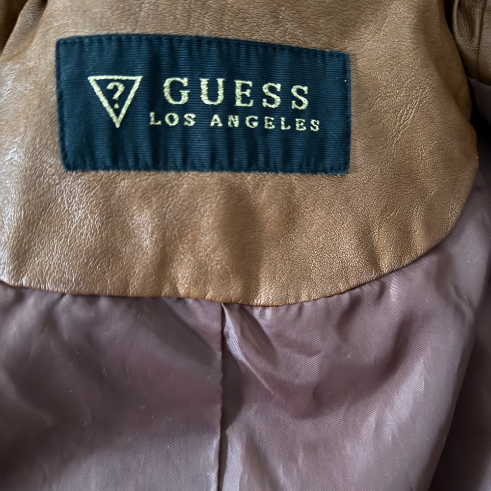 Guess Brown Faux Leather Jacket S - Picture 4 of 6